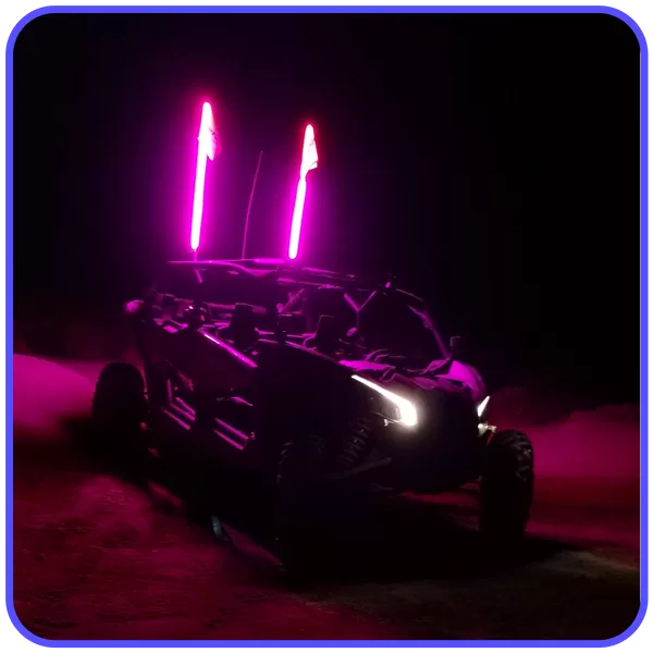 LED Light Whip 2 Foot Pink W/Included Quick Disconnect Pyramid LED Whips - 2ftpi