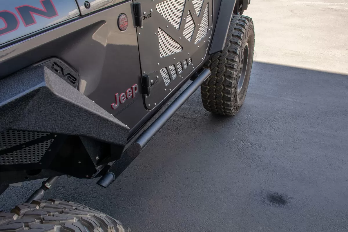 DV8 Offroad 2 Door Tubular Rock Slider with Plated End Caps for Jeep JL - SRJL-23