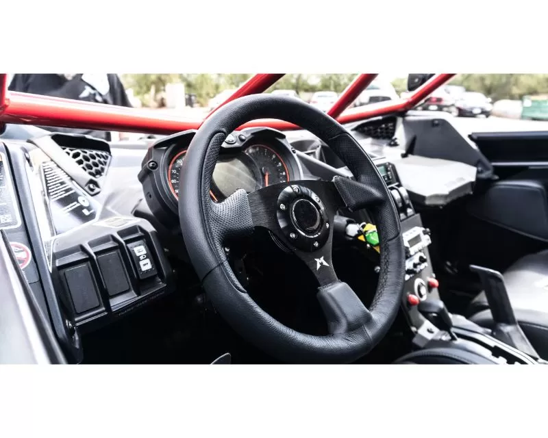 Madigan Motorsports Steering Wheel Leather w/Black Stitching Can-Am Maverick X3 | Polaris RZR XP1000 - MAD-SW-L-BB