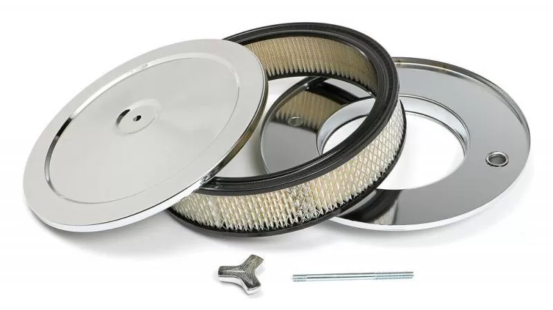 Trans-Dapt Performance MUSCLE CAR-STYLE Air Cleaner Set; 10 in. x 2-1/8 in. Tall, 5-1/8 in. Neck-CHROME - 2282