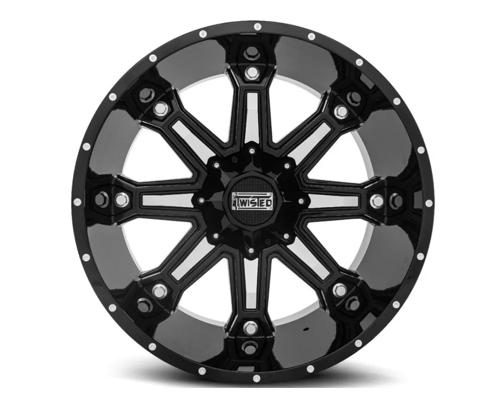 Twisted Off-Road T-23 Wraith Wheel 20x10 5x139.7|5x150 -24mm Black Machined - T-23201051397150-24GBM
