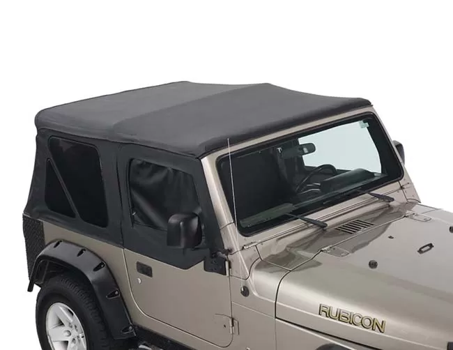 Overland Vehicle System Replacement Soft Top With Upper Doors Black Diamond Jeep Wrangler 1997-2006 - 14010135