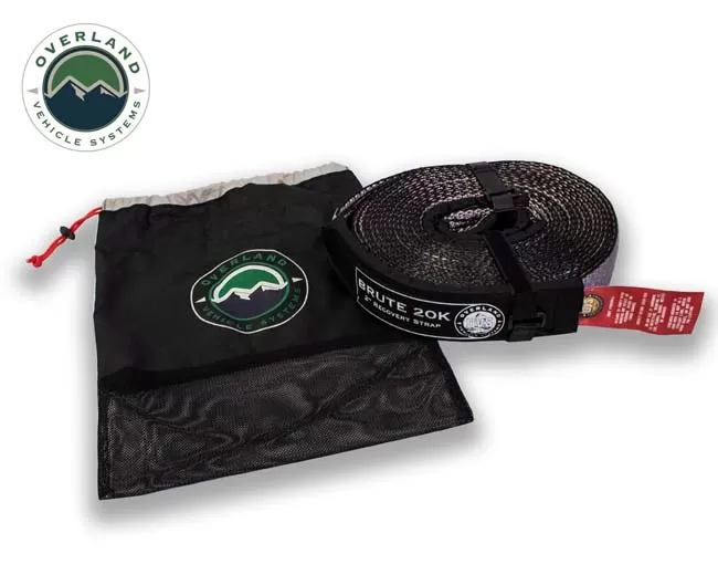 Overland Vehicle System Tow Strap 20,000 lb. 2" x 30' Gray With Black Ends and Storage Bag - 19059916
