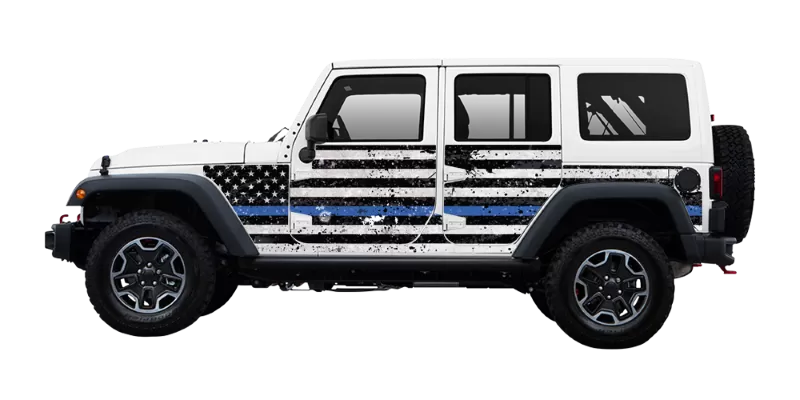 MEK Magnet Magnetic Armor Thin Blue Line Jeep Wrangler JK Unlimited 4 Door 07-18 - 4010