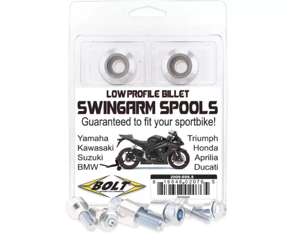 Bolt Motorcycle Swingarm Spools Silver - 2009-SSS.S