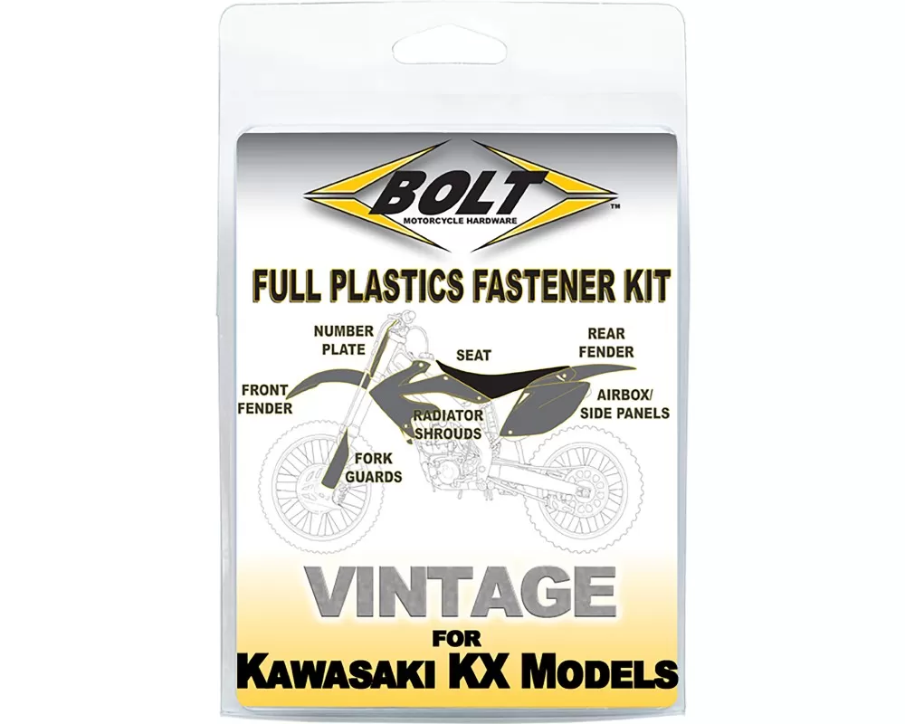 Bolt Motorcycle Full Plastic Fastener Kawasaki KX250/KX125 1988-1989 | KX500 1988-2004 - KAW-8804101