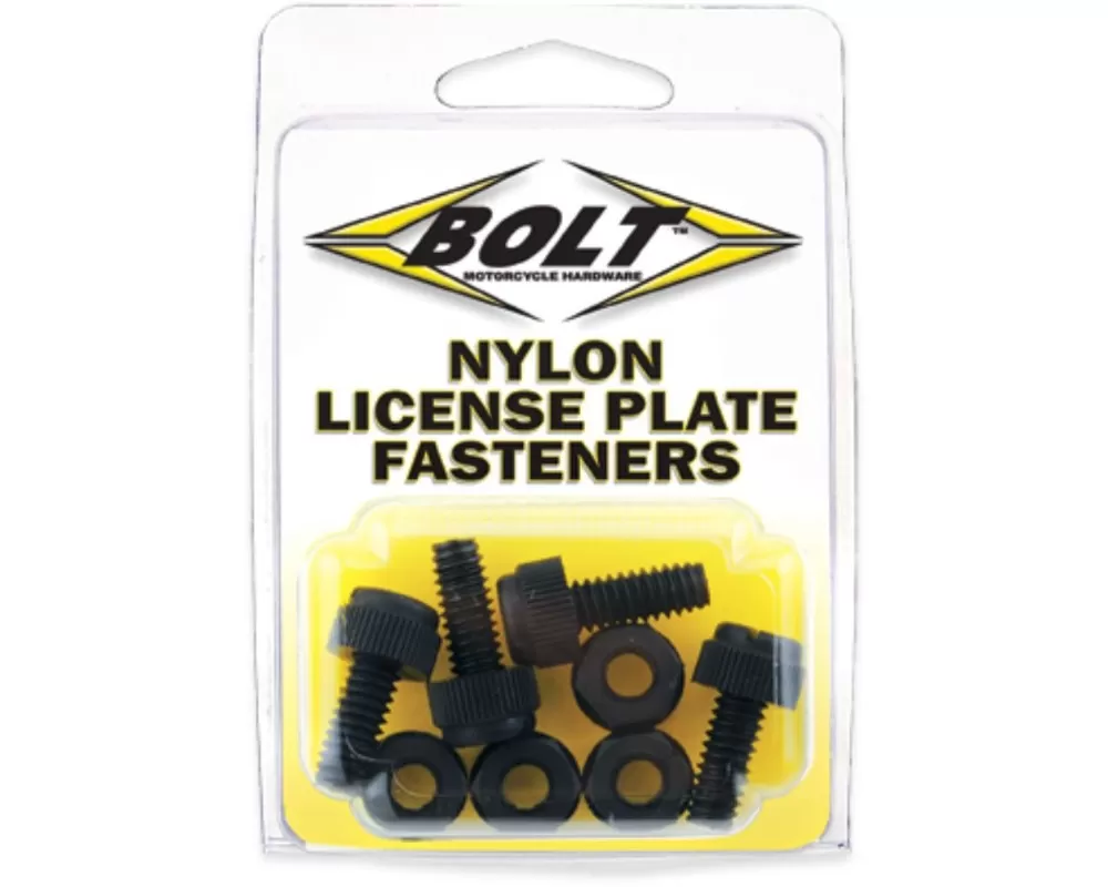 Bolt Motorcycle Black License Plate Bolts and Nuts 4/Pack - LPFNYLON