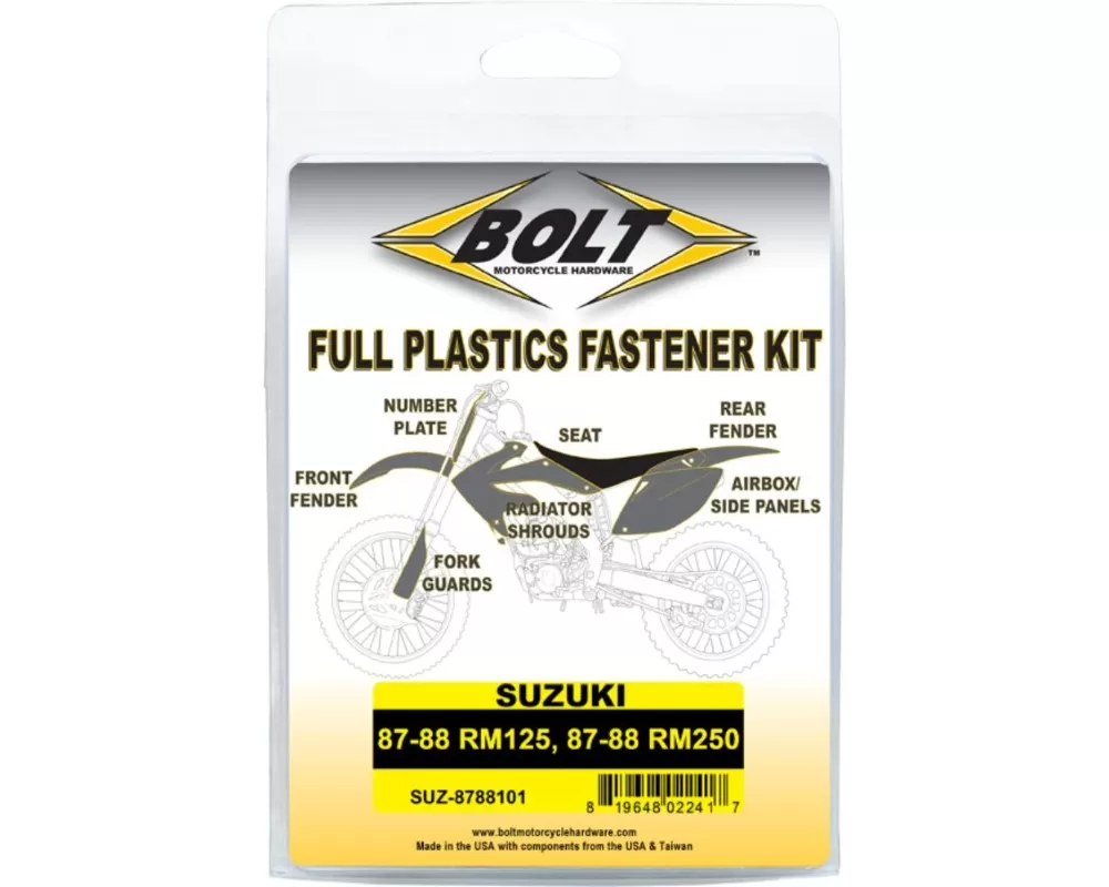Bolt Motorcycle Full Plastic Fastener Suzuki RM 250 | 125 1987-1988 - SUZ-8788101