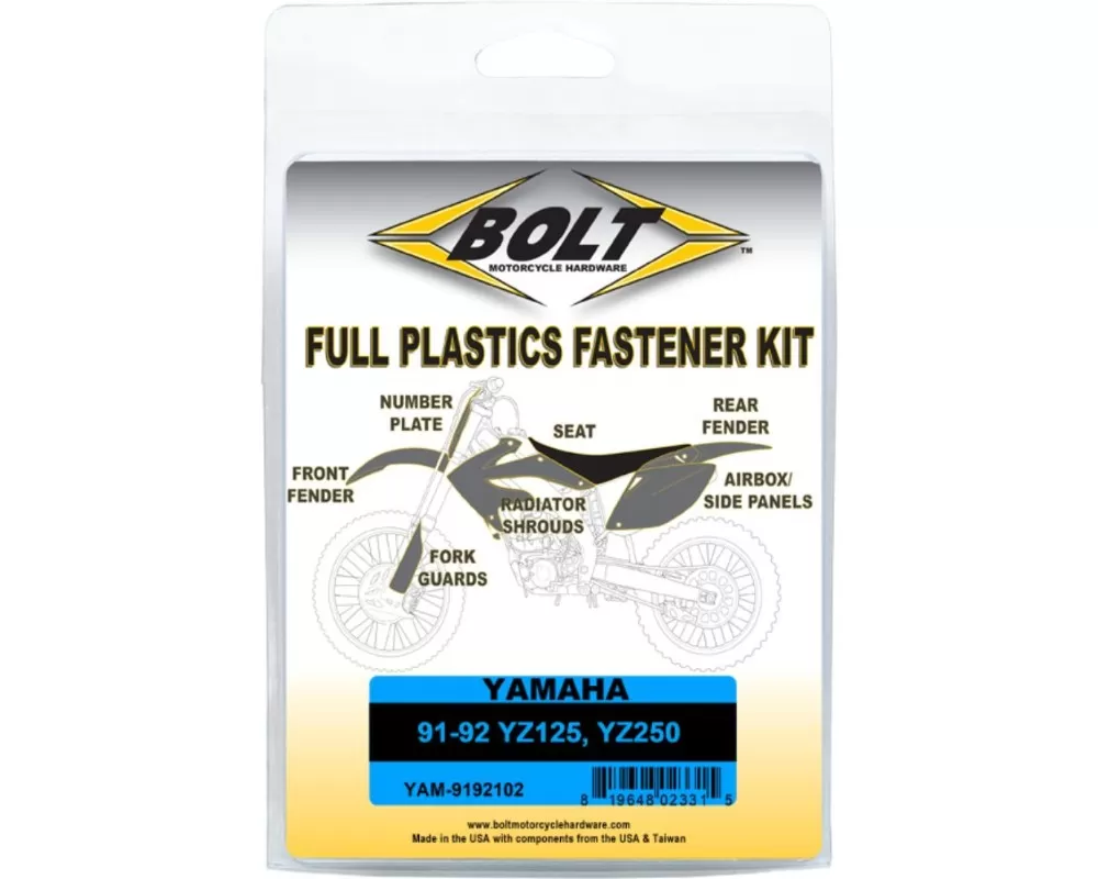 Bolt Motorcycle Full Plastic Fastener Yamaha YZ 125 | 250 1991-1992 - YAM-9192102