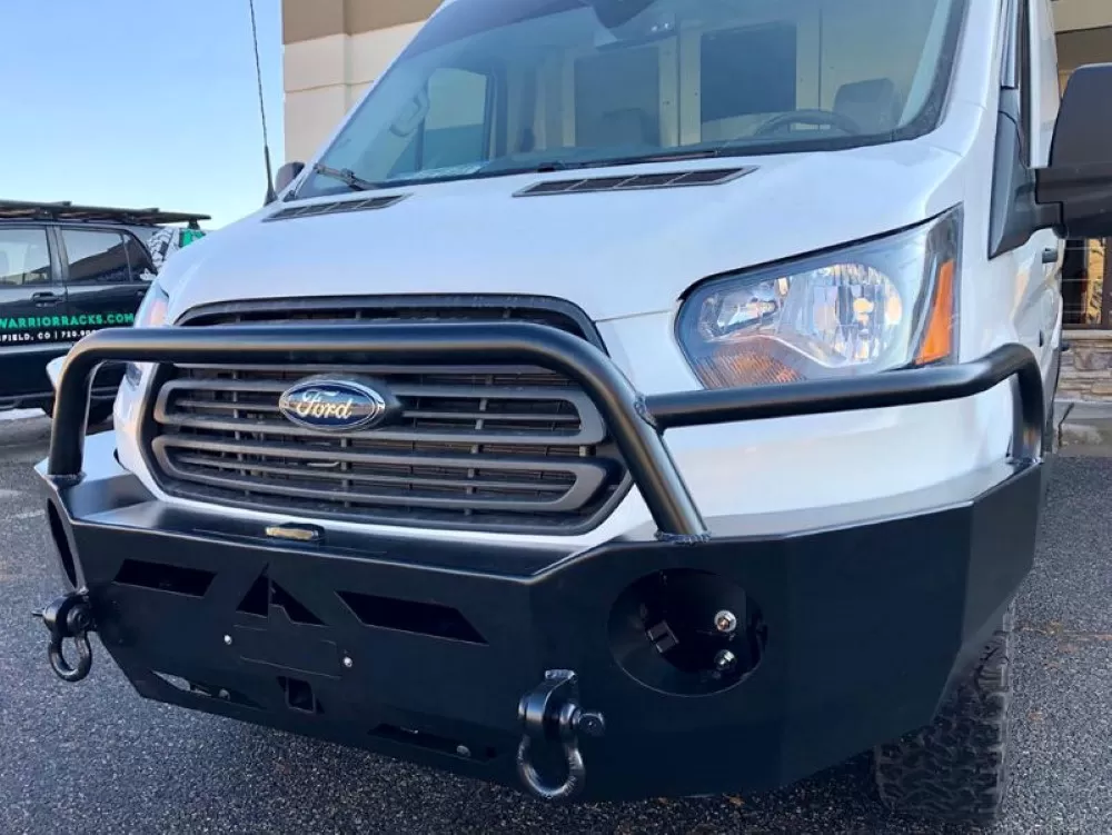 Aluminess Front Bumper w/ Brush Guards - Extended Skid Plate Ford Transit 2015+ - 210509