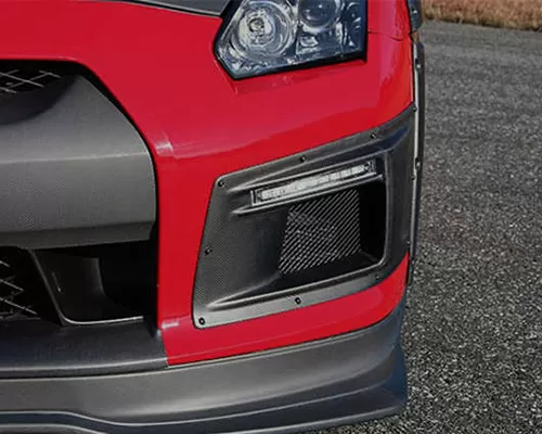 ChargeSpeed Gloss Carbon Front Bumper Duct with LED | Turn Signal CFRP Nissan GT-R R35 09-16 - BCNG07-CS830FBDCG