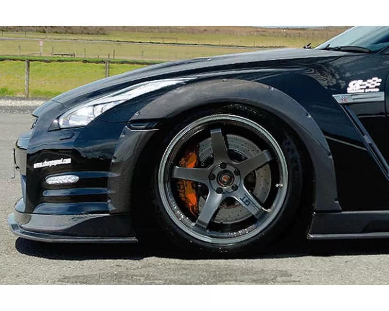 Charge Speed Bottom Line Gloss Carbon 15mm Front Over Fenders (Japanese CFRP) 4 Pieces Nissan GTR 12-16 - BCNG12-CS831FFCG