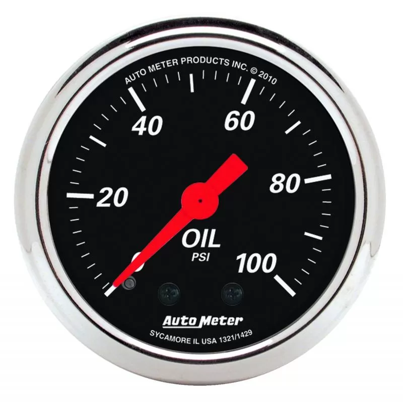 AutoMeter GAUGE; OIL PRESS; 2 1/16in.; 100PSI; MECH; DESIGNER BLACK - 1429