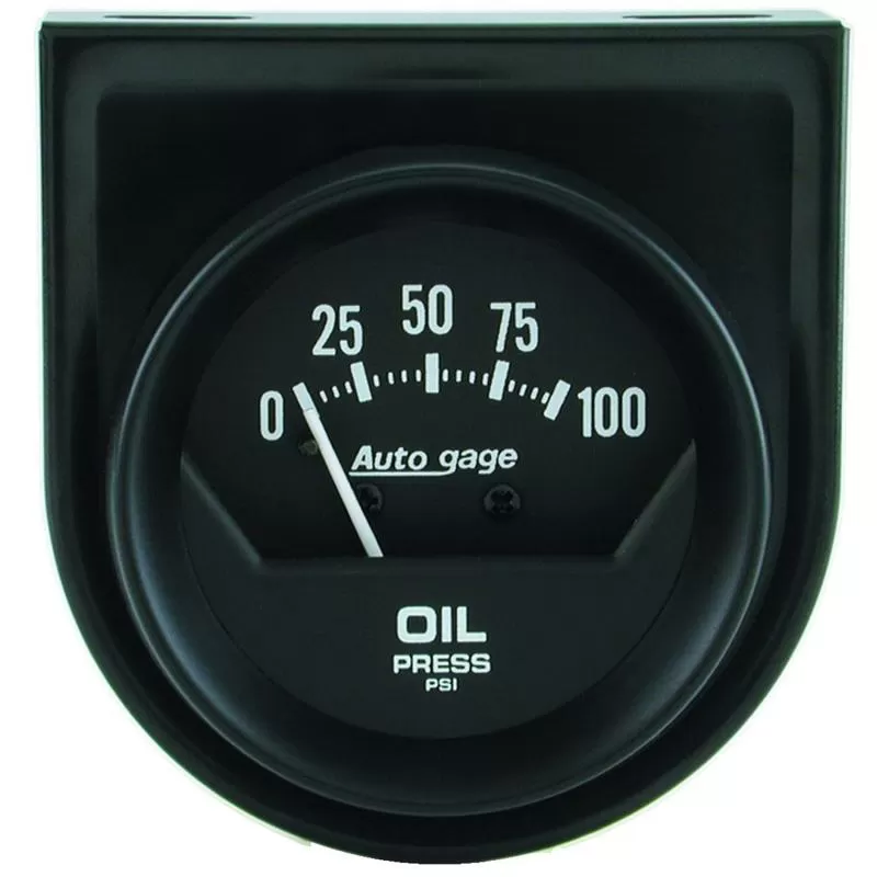 AutoMeter GAUGE CONSOLE; OIL PRESS; 2in.; 100PSI; MECH; SHORT SWEEP; BLACK; AUTOGAGE - 2360