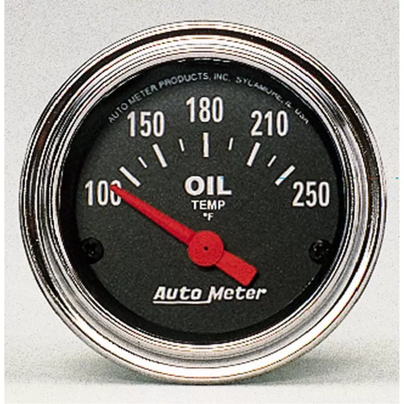 AutoMeter GAUGE; OIL TEMP; 2 1/16in.; 100-250deg.F; ELECTRIC; TRADITIONAL CHROME - 2542