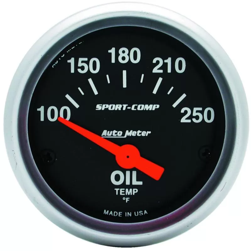 AutoMeter GAUGE; OIL TEMP; 2 1/16in.; 100-250deg.F; ELECTRIC; SPORT-COMP - 3347