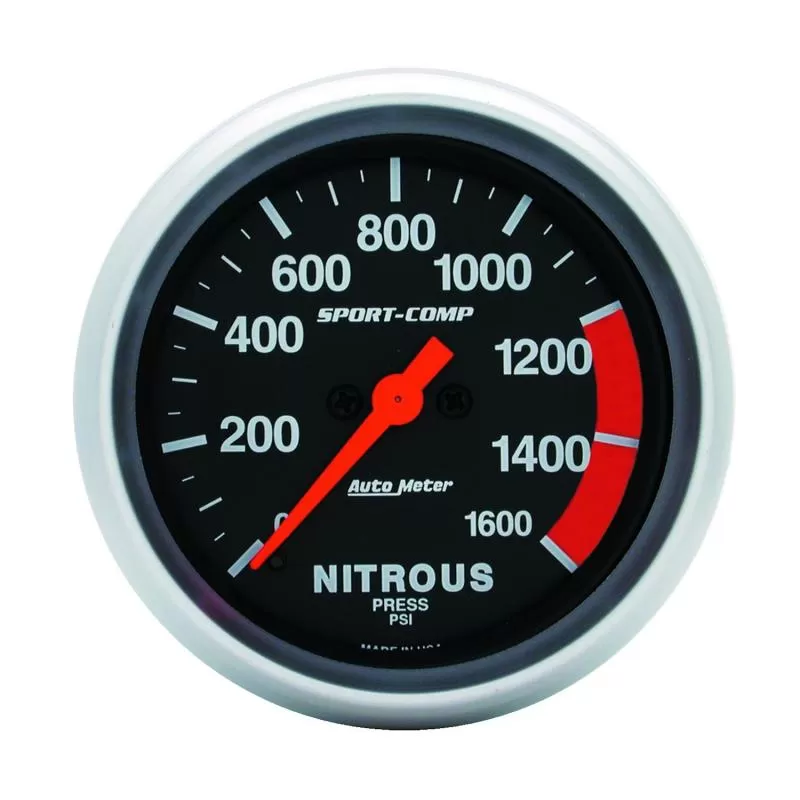 AutoMeter GAUGE; NITROUS PRESS; 2 5/8in.; 1600PSI; DIGITAL STEPPER MOTOR; SPORT-COMP - 3574
