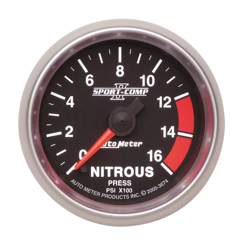AutoMeter GAUGE; NITROUS PRESS; 2 1/16IN.; 1600PSI; DIGITAL STEPPER MOTOR; SPORT-COMP II - 3674