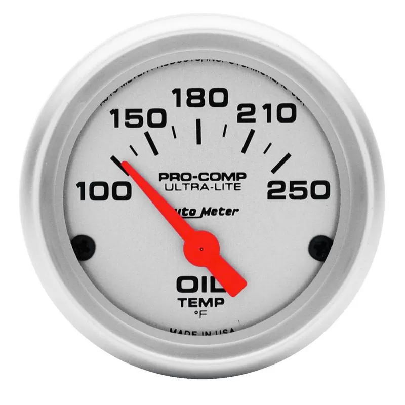 AutoMeter GAUGE; OIL TEMP; 2 1/16in.; 100-250deg.F; ELECTRIC; ULTRA-LITE - 4347
