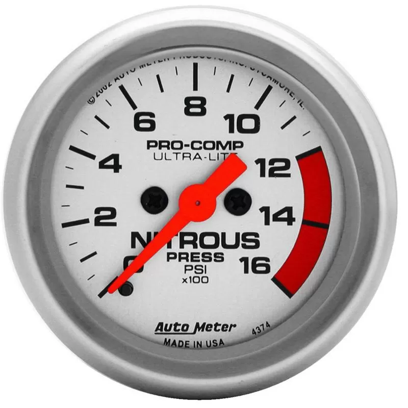 AutoMeter GAUGE; NITROUS PRESSURE; 2 1/16in.; 1600PSI; DIGITAL STEPPER MOTOR; ULTRA-LITE - 4374
