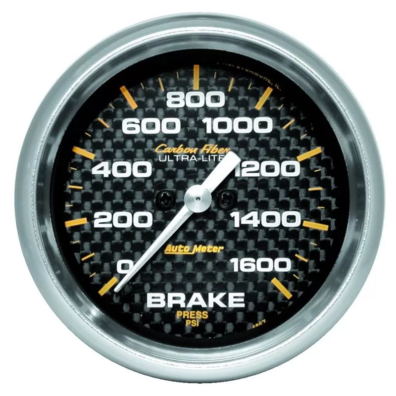AutoMeter GAUGE; BRAKE PRESSURE; 2 5/8in.; 1600PSI; DIGITAL STEPPER MOTOR; CARBON FIBER - 4867