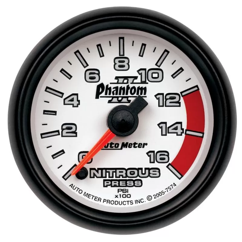 AutoMeter GAUGE; NITROUS PRESSURE; 2 1/16in.; 1600PSI; DIGITAL STEPPER MOTOR; PHANTOM II - 7574