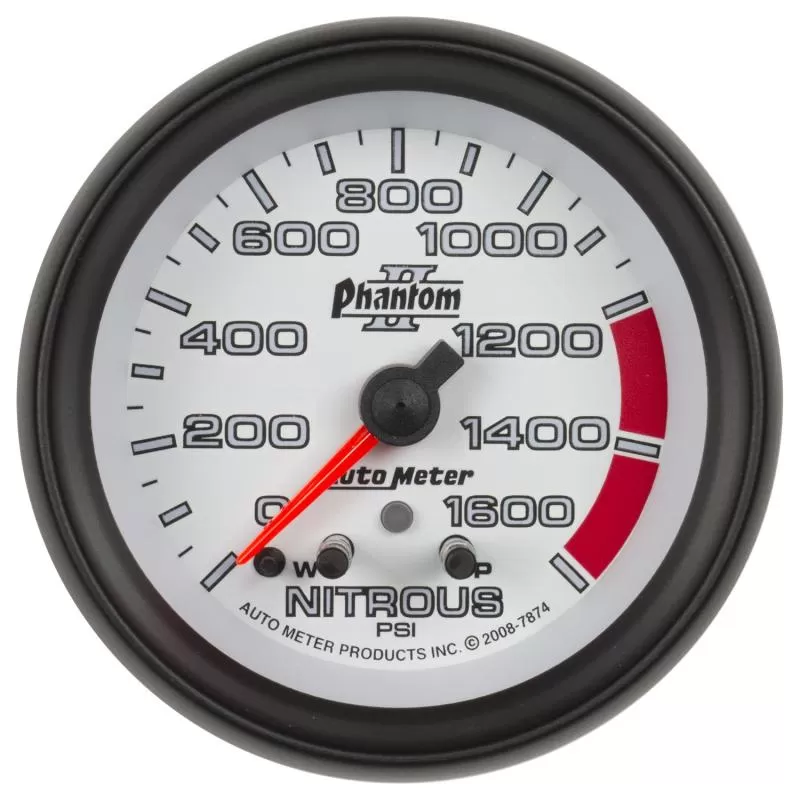 AutoMeter GAUGE; NITROUS PRESS; 2 5/8in.; 1600PSI; STEPPER MOTOR W/PEAK/WARN; PHANTOM II - 7874