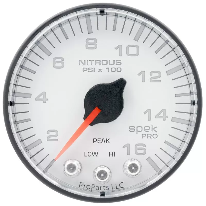AutoMeter GAUGE; NITROUS PRESS; 2 1/16in.; 1600PSI; STEPPER MOTOR W/PK/WRN; WHT/BLK; SPEK - P320128