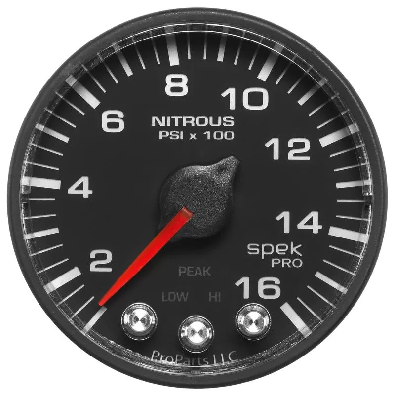 AutoMeter GAUGE; NITROUS PRESS; 2 1/16in.; 1600PSI; STEPPER MOTOR W/PK/WRN; BLK/BLK; SPEK - P320328