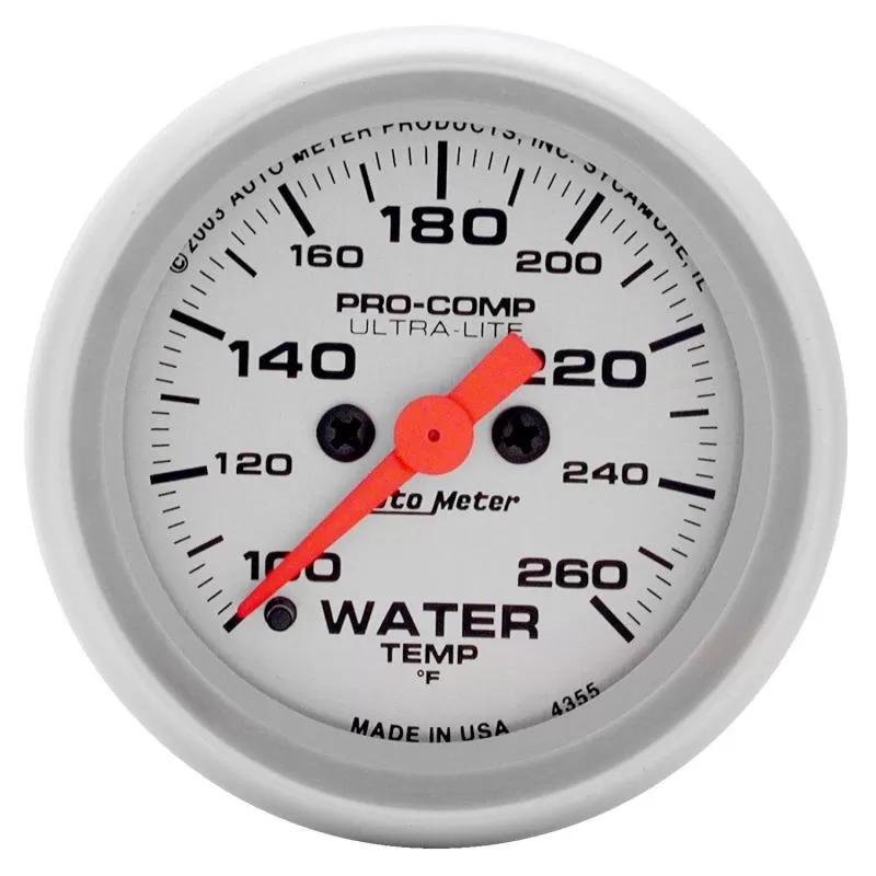 AutoMeter GAUGE; WATER TEMP; 2 1/16IN.; 100-260 F; DIGITAL STEPPER MOTOR; ULTRA-LITE - 4355