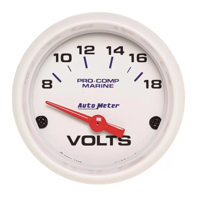 AutoMeter GAUGE; VOLTMETER; 2 1/16in.; 18V; ELECTRIC; MARINE WHITE - 200756