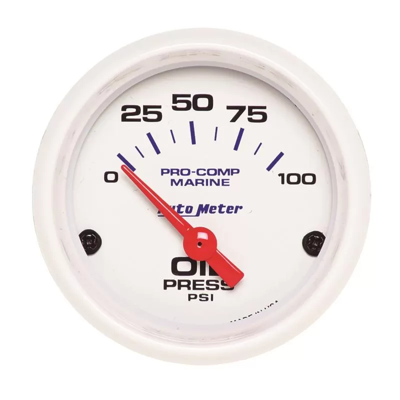 AutoMeter GAUGE; OIL PRESSURE; 2 1/16in.; 100PSI; ELECTRIC; MARINE WHITE - 200758