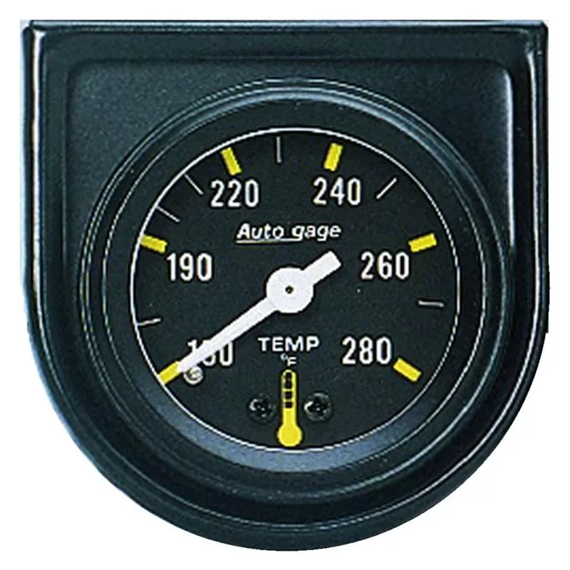 AutoMeter GAUGE CONSOLE; WATER TEMP; 1.5in.; 280deg.F; MECH; BLK DIAL; BLK BEZEL; AUTOGAGE - 2352
