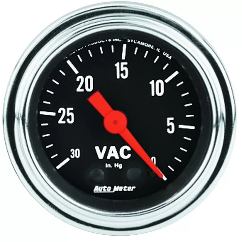 AutoMeter GAUGE; VACUUM; 2 1/16in.; 30INHG; MECHANICAL; TRADITIONAL CHROME - 2484