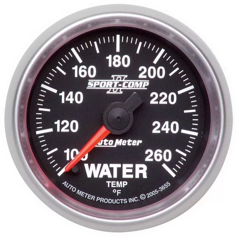 AutoMeter GAUGE; WATER TEMP; 2 1/16IN.; 100-260 F; DIGITAL STEPPER MOTOR; SPORT-COMP II - 3655
