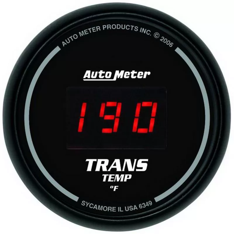 AutoMeter GAUGE; TRANS TEMP; 2 1/16in.; 340deg.F; DIGITAL; BLACK DIAL W/RED LED - 6349