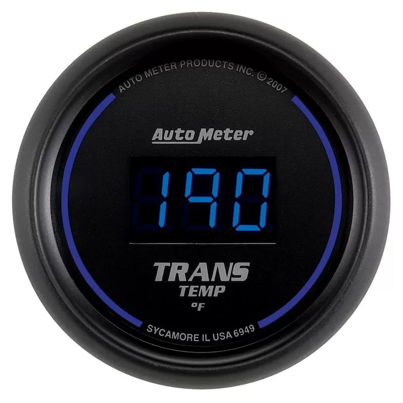 AutoMeter GAUGE; TRANS TEMP; 2 1/16in.; 340deg.F; DIGITAL; BLACK DIAL W/BLUE LED - 6949