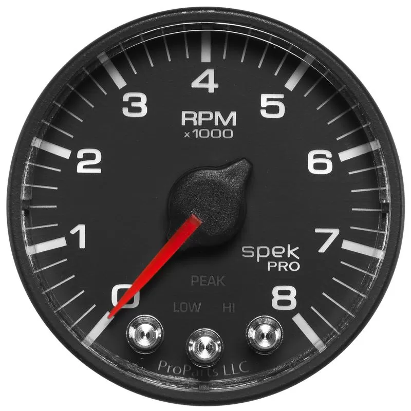 AutoMeter GAUGE; TACH; 2 1/16in.; 8K RPM; W/SHIFT LIGHT/PEAK MEM; BLK/BLK; SPEK-PRO - P334328