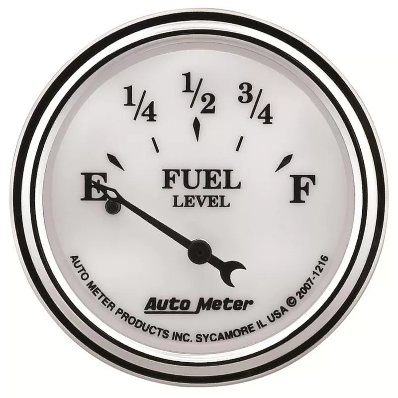 AutoMeter GAUGE; FUEL LEVEL; 2 1/16in.; 240OE TO 33OF; ELEC; OLD TYME WHITE II - 1216