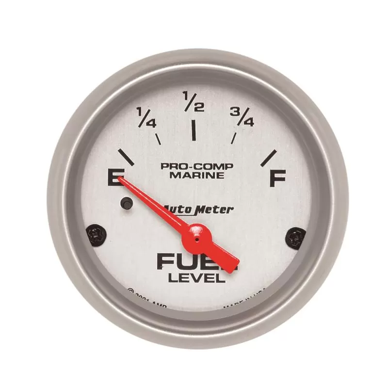 AutoMeter GAUGE; FUEL LEVEL; 2 1/16in.; 240OE TO 33OF; ELEC; MARINE SILVER - 200760-33