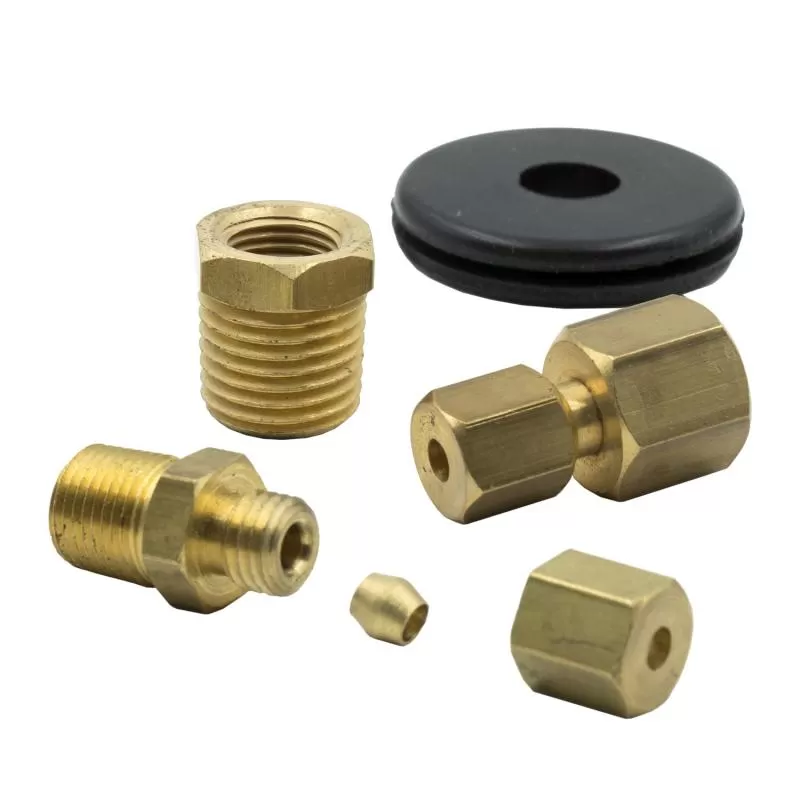 AutoMeter FITTING KIT; 1/8in. NPTF COMPRESSION TO 1/8in. LINE; BRASS - 3290
