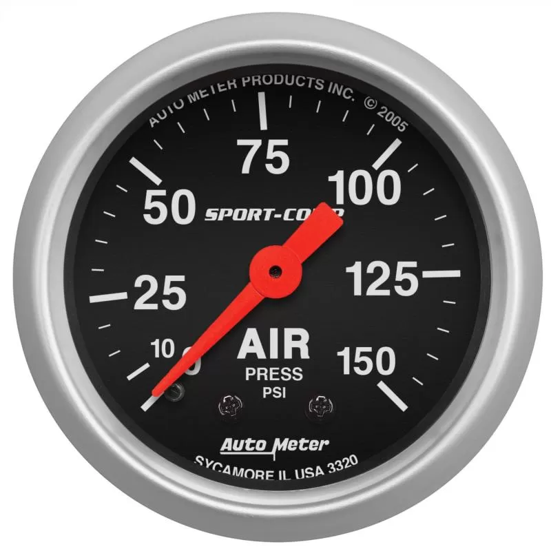 AutoMeter GAUGE; AIR PRESS; 2 1/16in.; 150PSI; MECHANICAL; SPORT-COMP - 3320