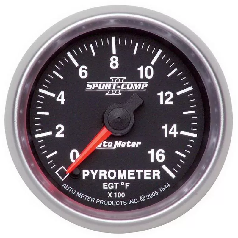 AutoMeter GAUGE; PYROMETER (EGT); 2 1/16IN.; 1600 F; DIGITAL STEPPER MOTOR; SPORT-COMP II - 3644