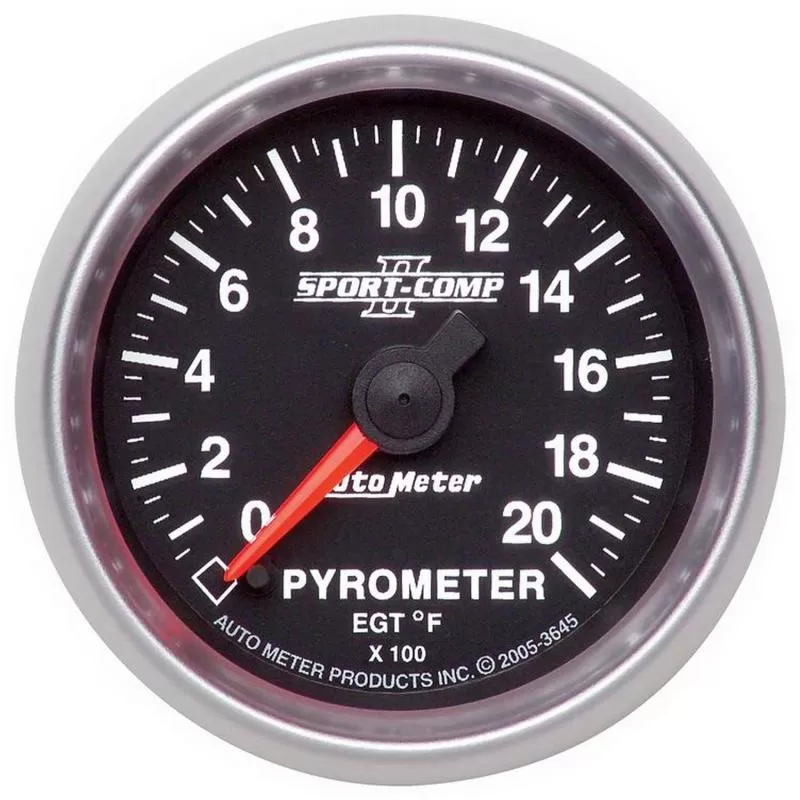 AutoMeter GAUGE; PYROMETER (EGT); 2 1/16IN.; 2000 F; DIGITAL STEPPER MOTOR; SPORT-COMP II - 3645