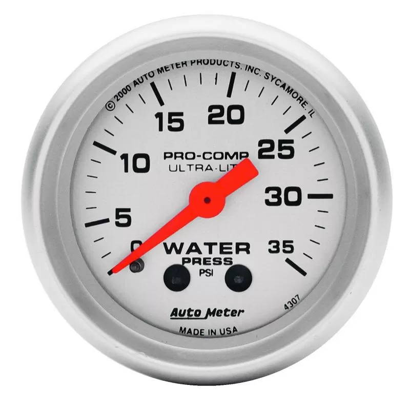 AutoMeter GAUGE; WATER PRESS; 2 1/16in.; 35PSI; MECHANICAL; ULTRA-LITE - 4307