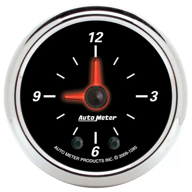 AutoMeter GAUGE; CLOCK; 2 1/16in.; 12HR; ANALOG; DESIGNER BLACK II - 1285