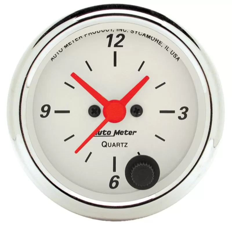 AutoMeter GAUGE; CLOCK; 2 1/16in.; 12HR; ANALOG; ARCTIC WHITE - 1385