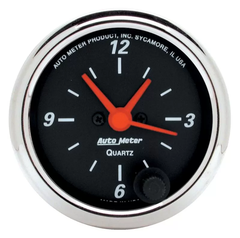 AutoMeter GAUGE; CLOCK; 2 1/16in.; 12HR; ANALOG; DESIGNER BLACK - 1484