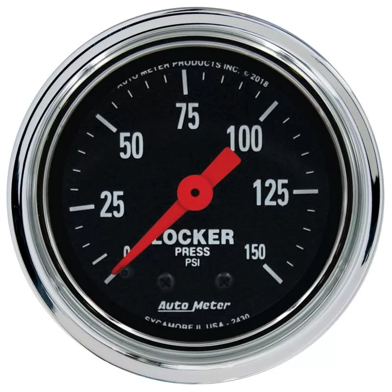 AutoMeter GAUGE; AIR LOCKER PRESS; 2 1/16in.; 150PSI; MECHANICAL; TRADITIONAL CHROME - 2430