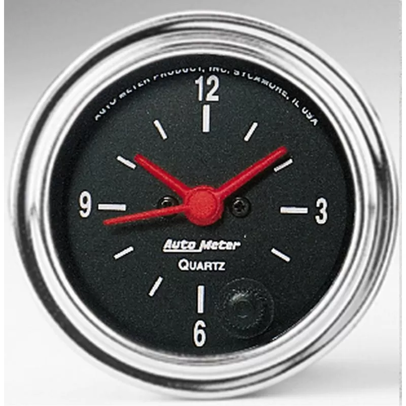 AutoMeter GAUGE; CLOCK; 2 1/16in.; 12HR; ANALOG; TRADITIONAL CHROME - 2585